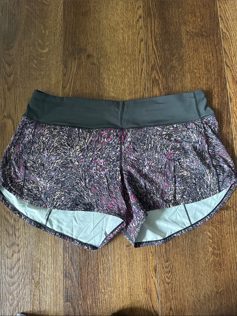 lululemon athletica Women's Speed Up Gray Athletic Shorts with Pink Accents